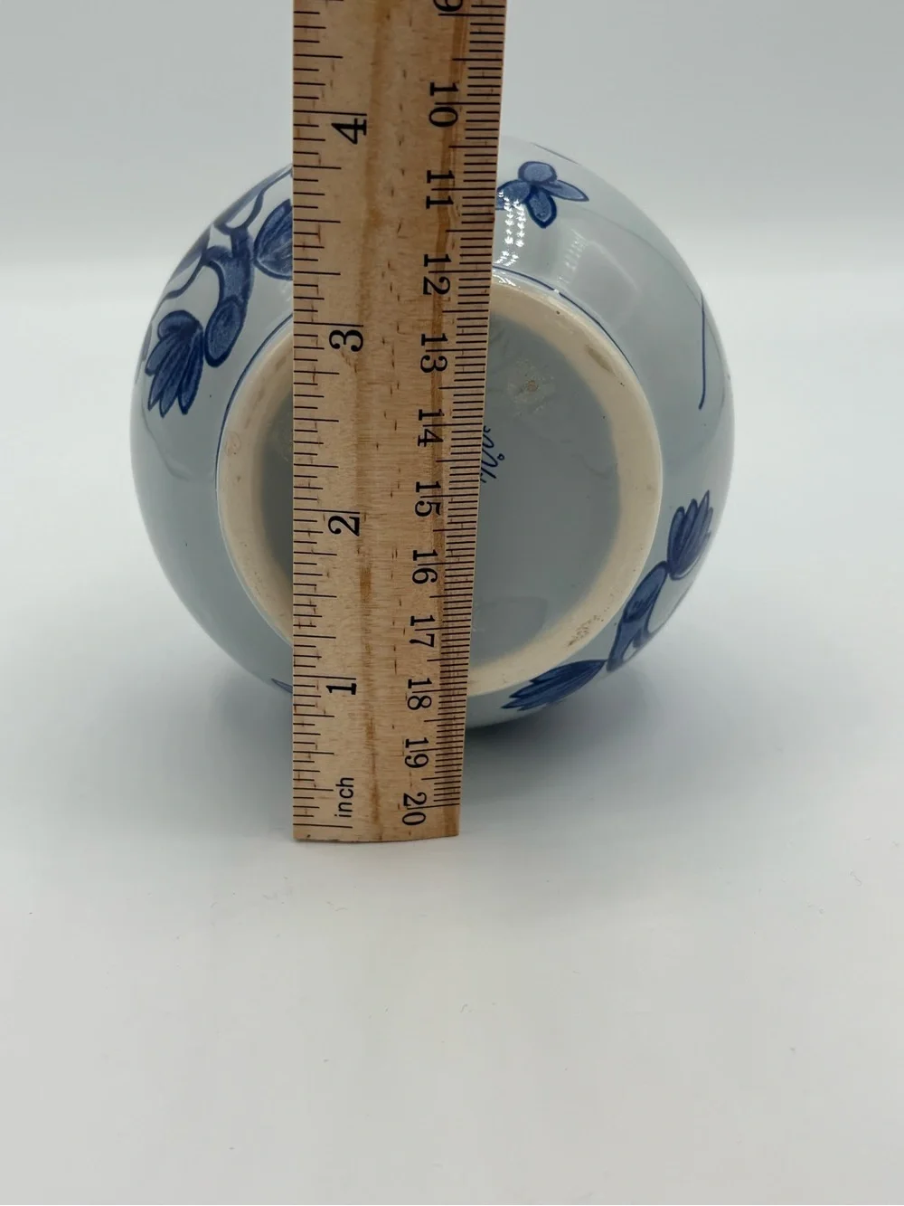 Vintage Delft Style Blue & White Floral Butterfly Ceramic Bud Vase 5”